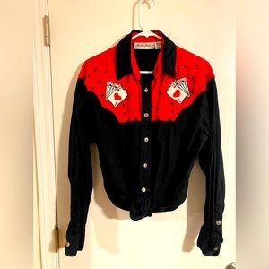 Vintage Adobe Rose Casino Cards Button Down